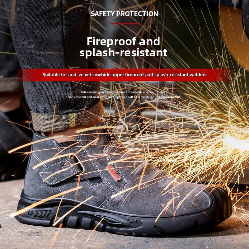 Safety Shoes Manufacturer - Men's Cowhide Anti-Scald Steel Toe Summer