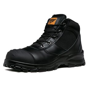 Safety Shoes Manufacturer - Black Cowhide Steel Toe Zipper PU Sole