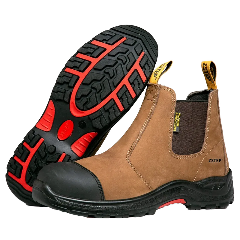 Safety Shoes Manufacturer - Men's Nubuck Leather Slip-On Plastic Toe