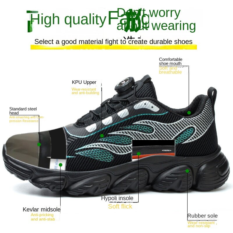 Safety Shoes Factory - Men's Fly-Woven Steel Toe Rotating Button