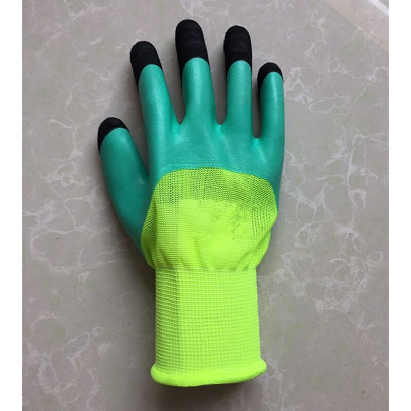 Working Gloves Factory - Green 13 Gauge Nylon Latex Coated Palm