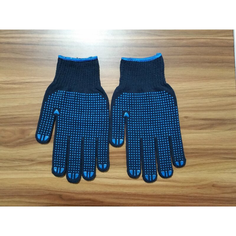 Work Gloves Supplier - 7G Safety Blue Cotton PVC Dots Bulk