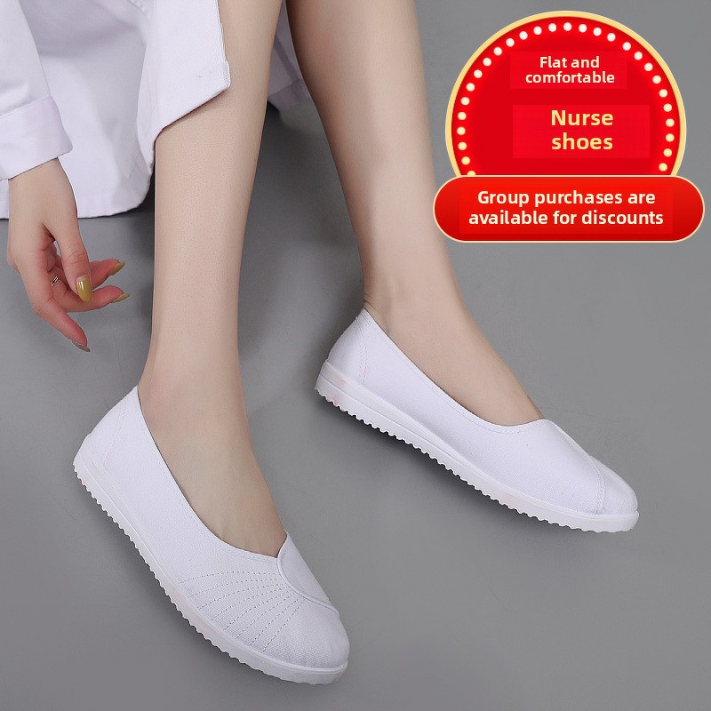 Nurse Shoes Manufacturer - Women's White Beef Tendon Sole Wedge Heel