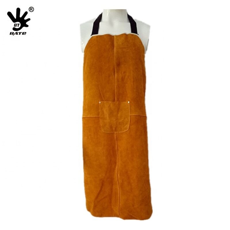 Welding Apron Supplier - White Split Cow Leather Bib Apron