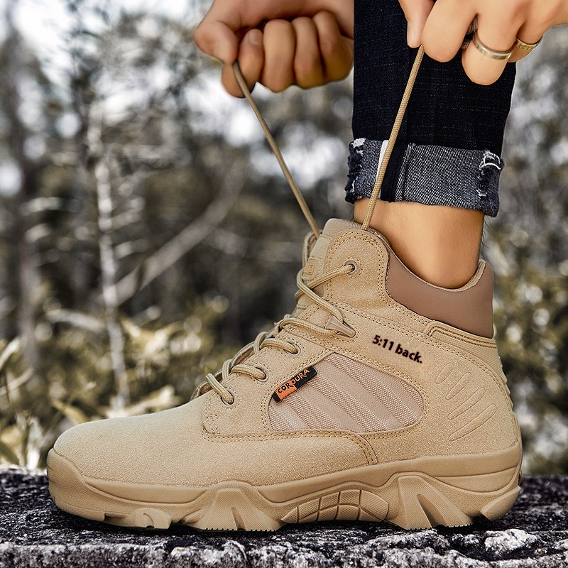 Hiking Boots Factory - Men's High Top Breathable Tactical Large Size