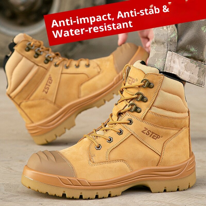 Safety Shoes Factory - High Top Steel Toe Genuine Leather Zipper