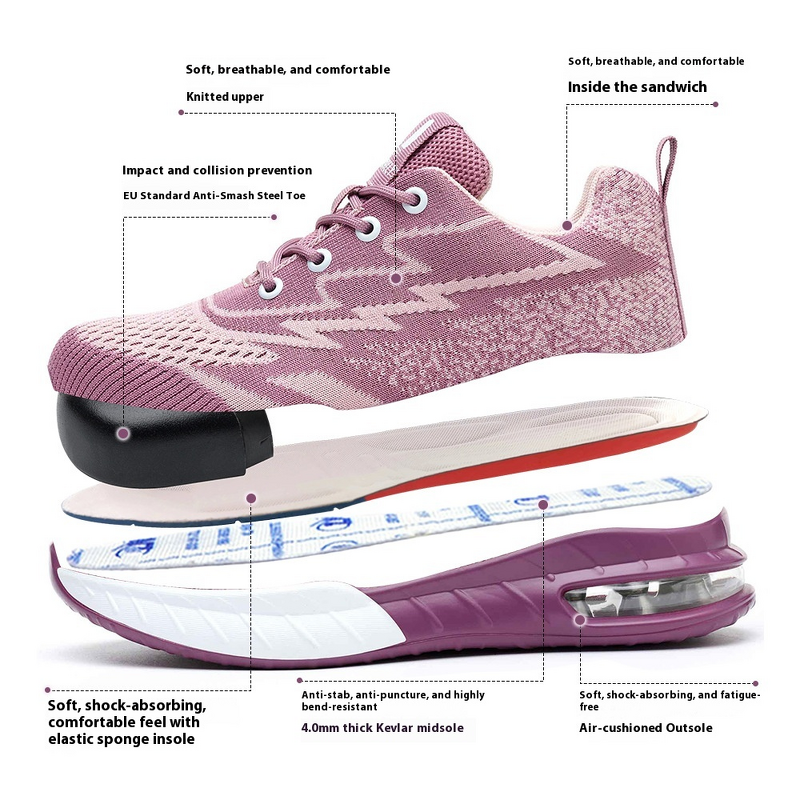 Safety Shoes Factory - Women's Fly Knit 4.0mm Kevlarr Steel Toe PU