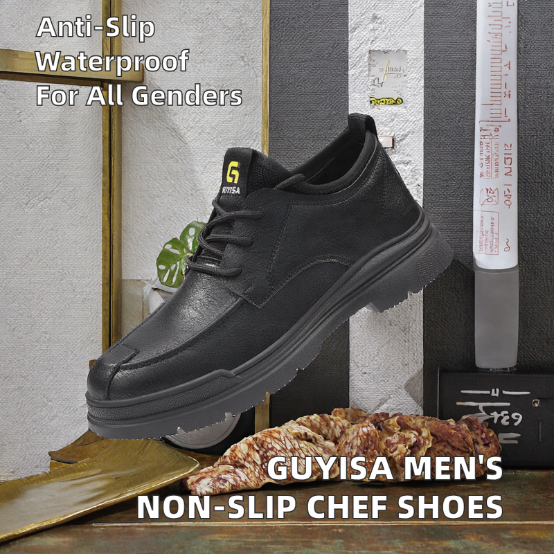 Chef Shoes Factory - Men's Microfiber Leather Rubber Waterproof Non-Slip