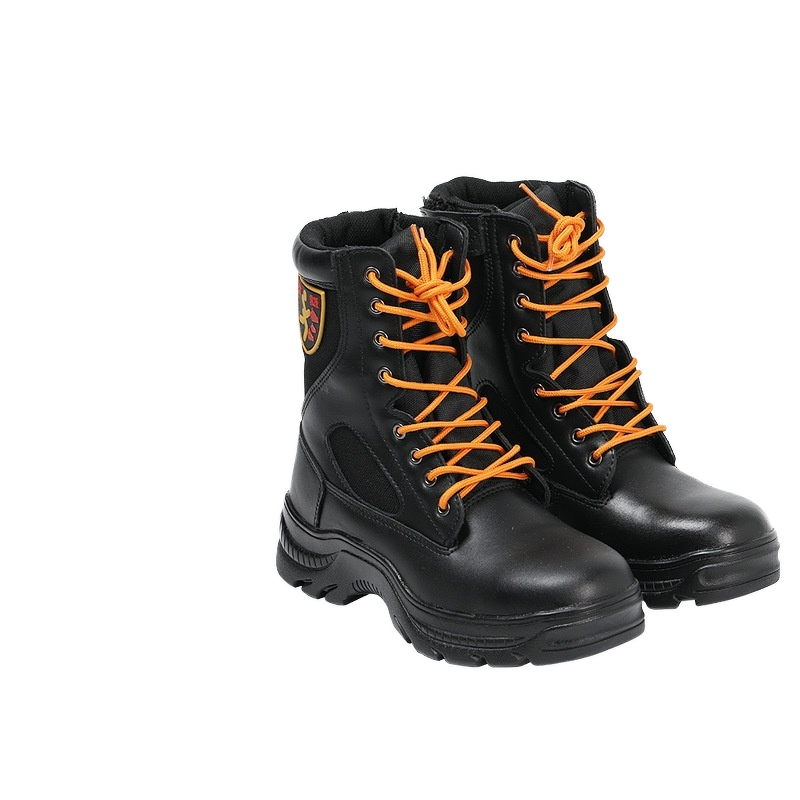 Firefighter Boots Manufacturer - Cowhide Safety Shoes Anti-Smash Zipper