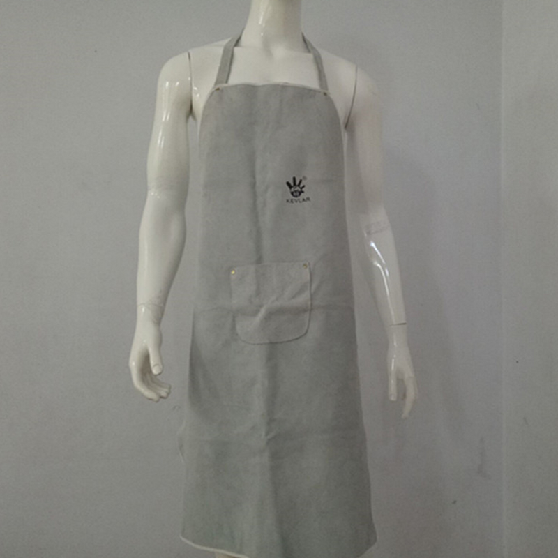 Welding Apron Supplier - White Split Cow Leather Bib Apron