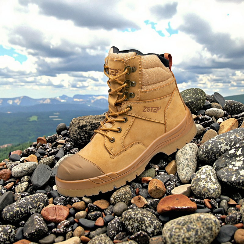 Safety Shoes Factory - High Top Steel Toe Genuine Leather Zipper