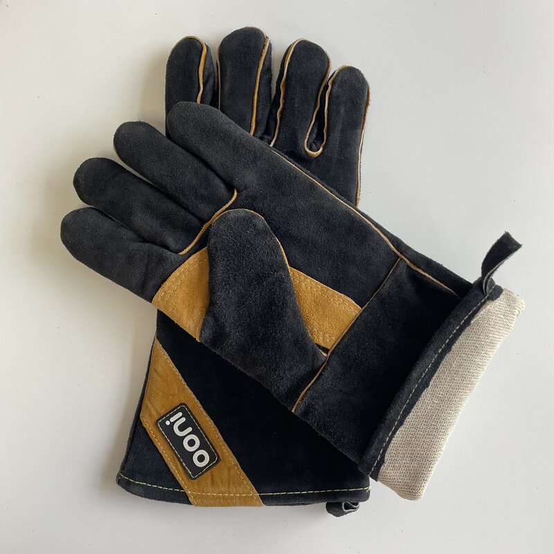 Welding Gloves Manufacturer - Black Split Cowhide Thickened Palm