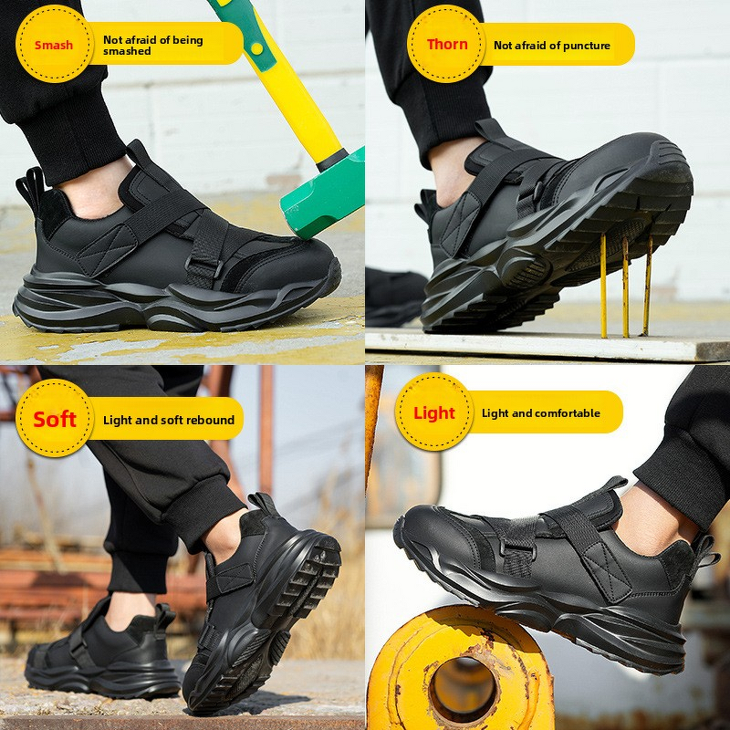 Safety Shoes Manufacturer - Men's Microfiber Steel Toe Hook-And-Loop