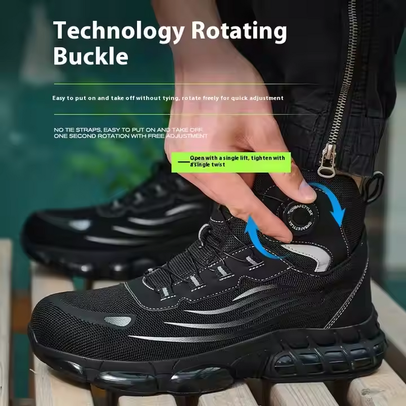 Safety Shoes Supplier - Men's Fly Knit Steel Toe PU Sole Rotating