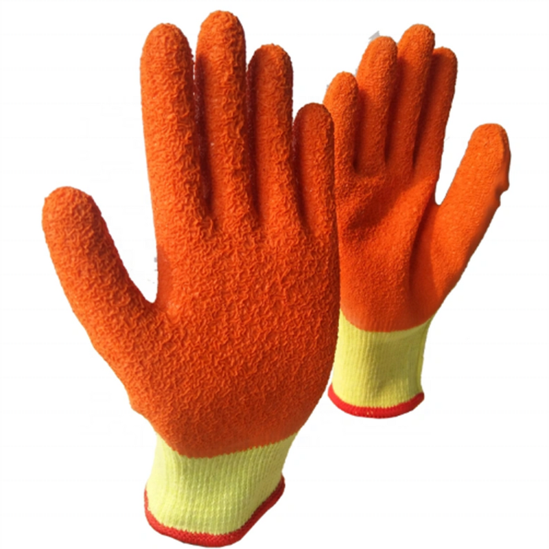 Construction Gloves Factory - Orange Rubber Coated Safety Working