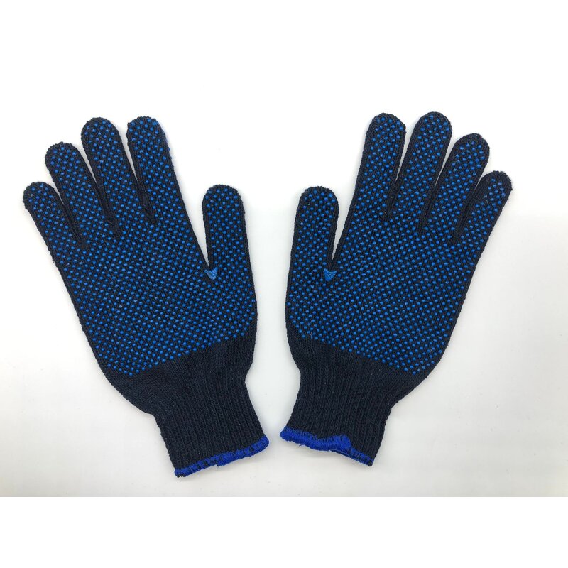Work Gloves Supplier - 7G Safety Blue Cotton PVC Dots Bulk