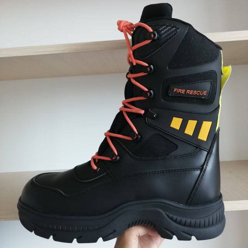 Fire Boots Factory - High Cut Black Cowhide Leather Steel Toe Kevlarr