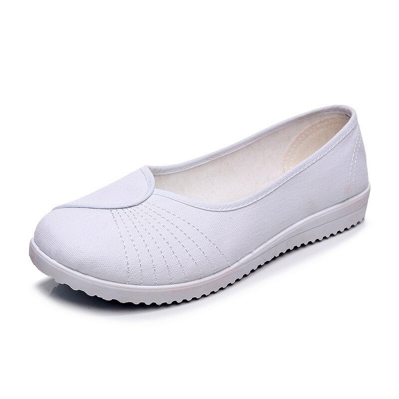 Nurse Shoes Manufacturer - Women's White Beef Tendon Sole Wedge Heel