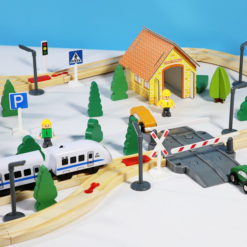 Train Set Factory - OEM 96PCS Pine Wood Traffic Blocks