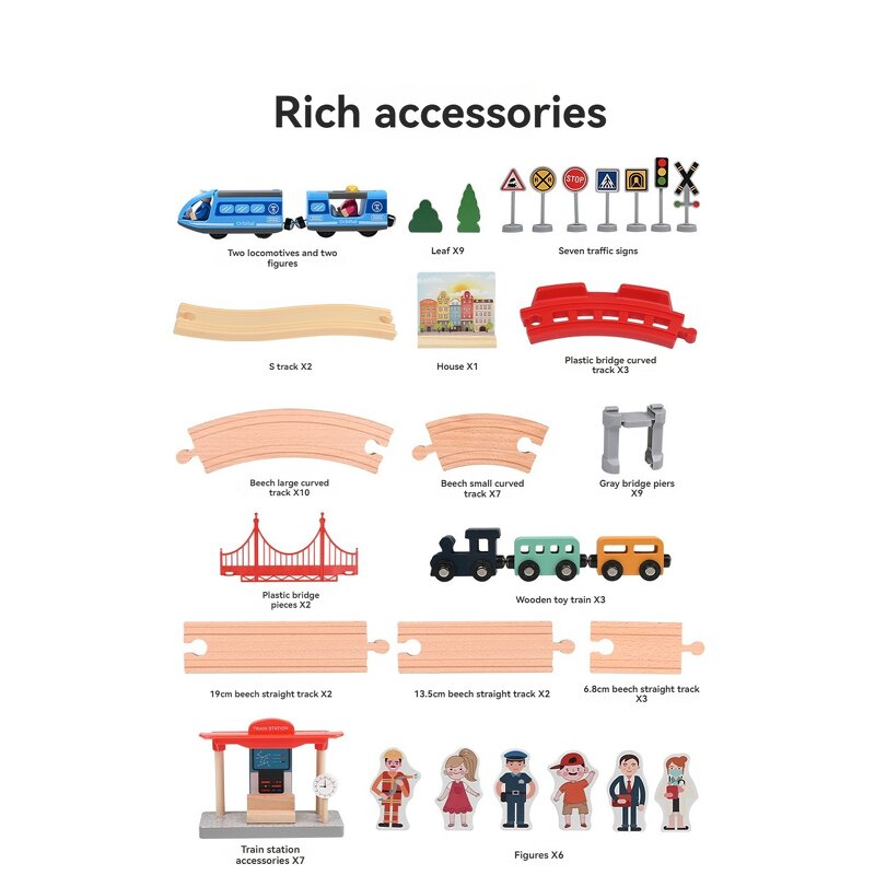 Wooden Tracks Factory - OEM 74PCS Beech Bridge Ring