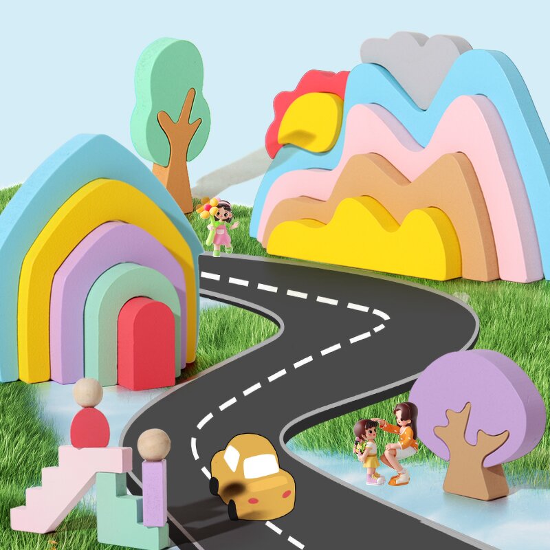 Wooden Blocks Factory - OEM Creative Storybrooke Rainbow