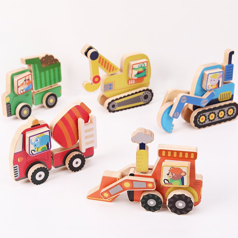 Wooden Toys Factory - OEM High Wooden Button Vehicle Set