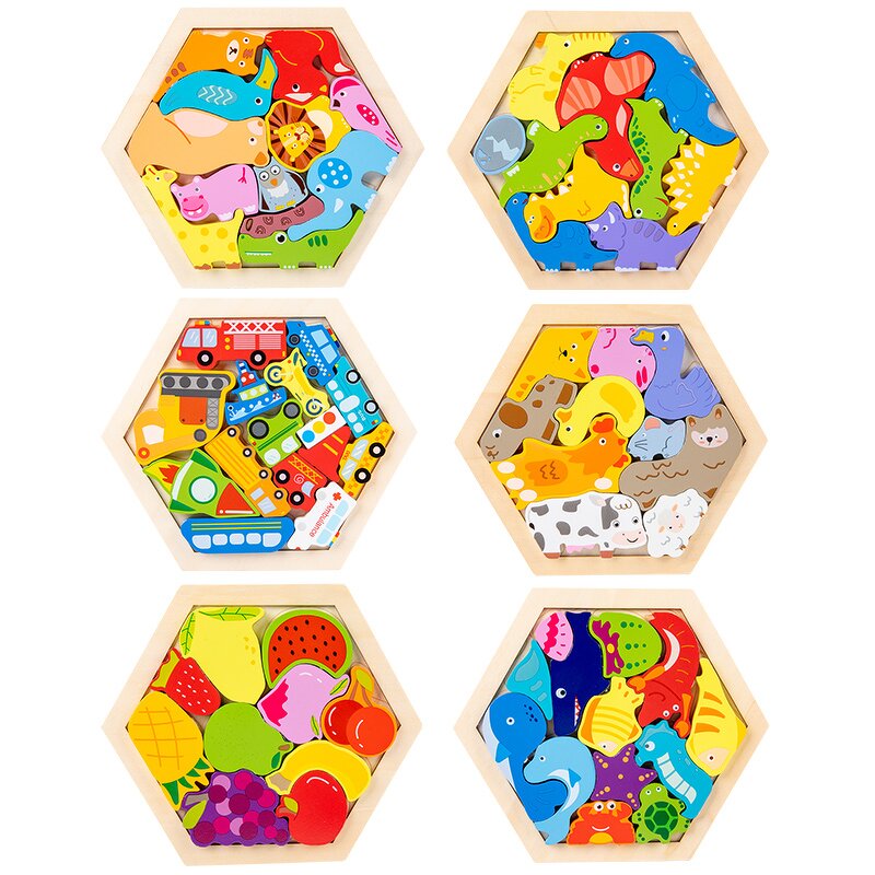Wooden Puzzle Factory - OEM Hexagonal Tangram 3D Jigsaw