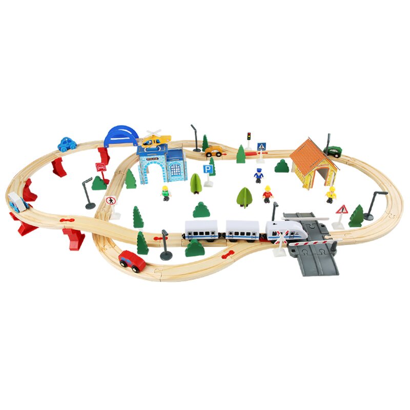 Train Set Factory - OEM 96PCS Pine Wood Traffic Blocks