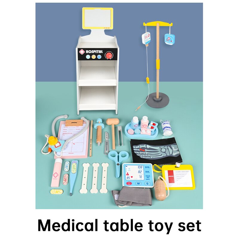 Educational Toys Factory - OEM Wooden Hospital Medical Trolley