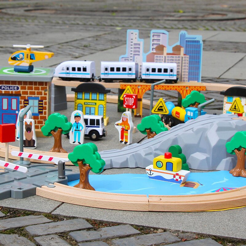 Wooden Train Set Factory - OEM 95-Piece Railway Puzzle