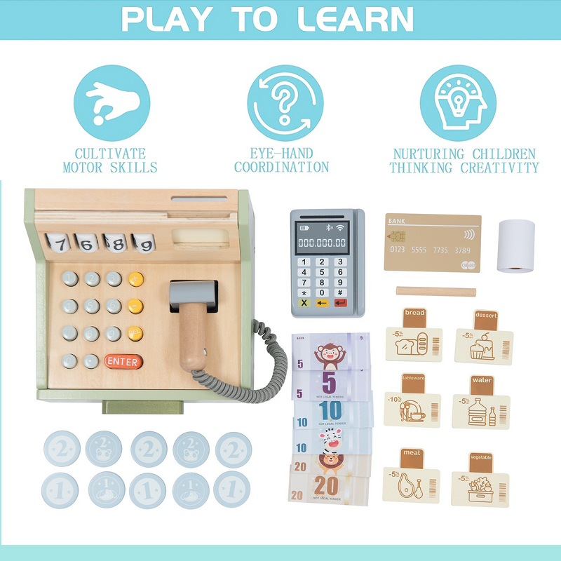 Educational Toys Factory - OEM Wooden Cash Register Coin