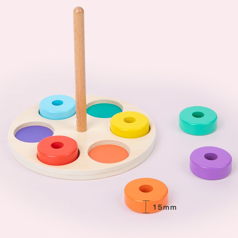 Wooden Toys Factory - OEM Rainbow Column Stacking Blocks