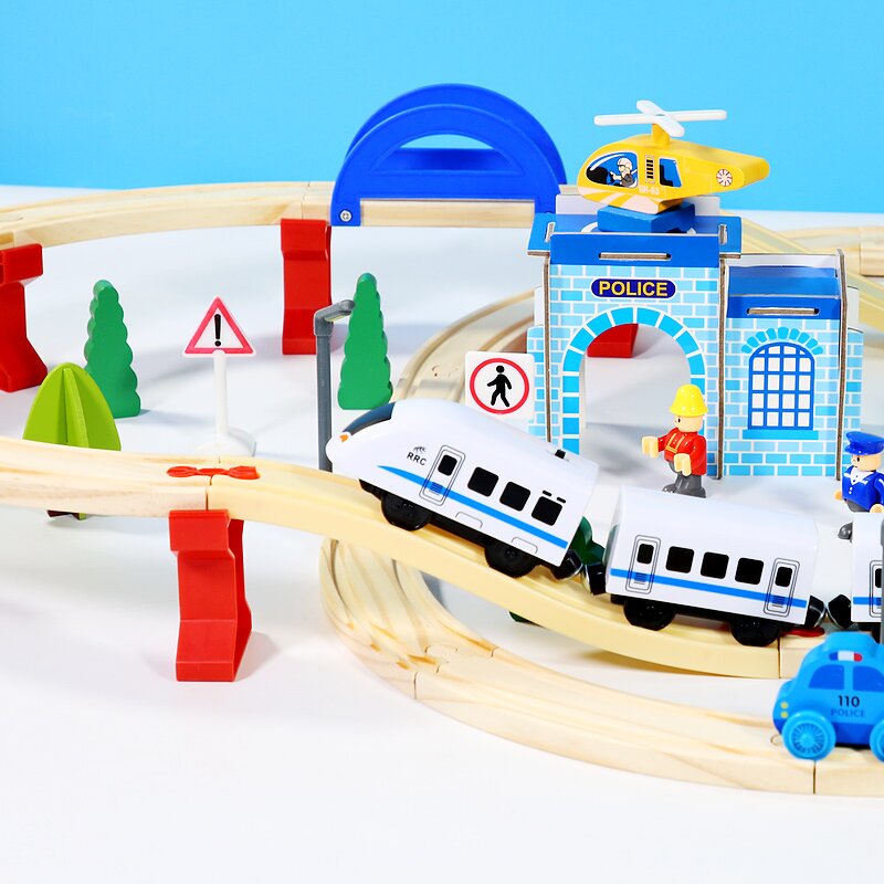 Train Set Factory - OEM 96PCS Pine Wood Traffic Blocks