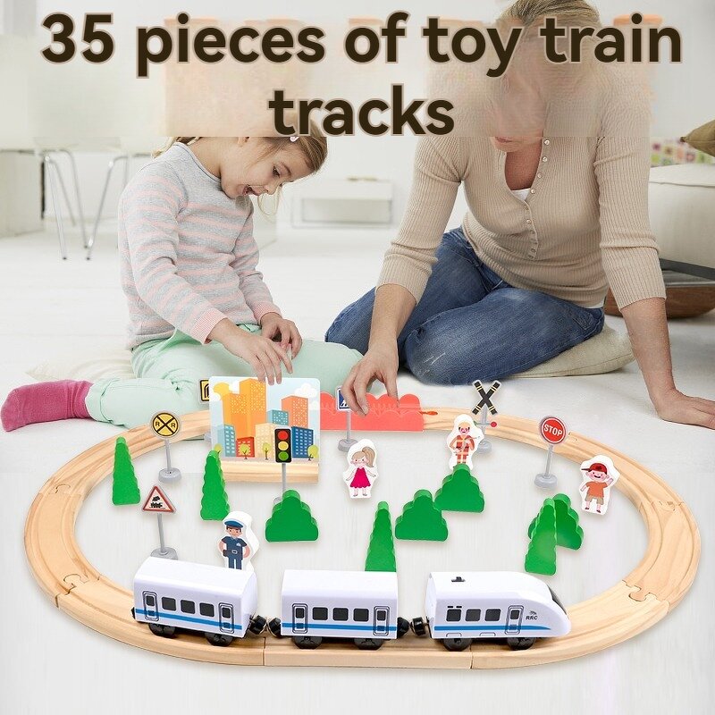 Wooden Train Tracks Factory - OEM 35PCS Pine Construction