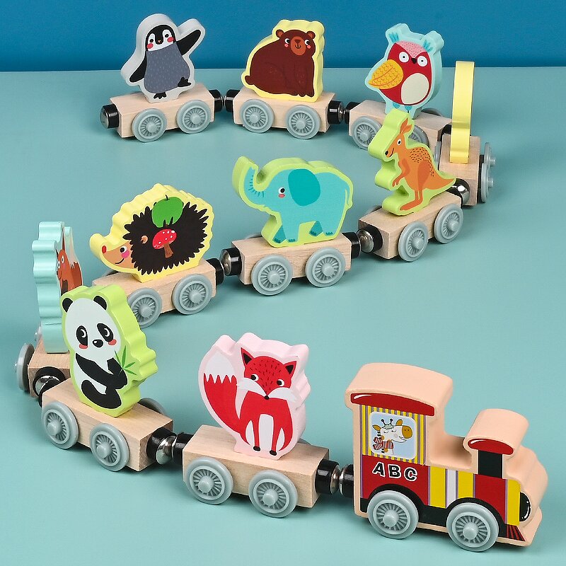 Wooden Train Factory - OEM Cartoon Animal Fruit Railway