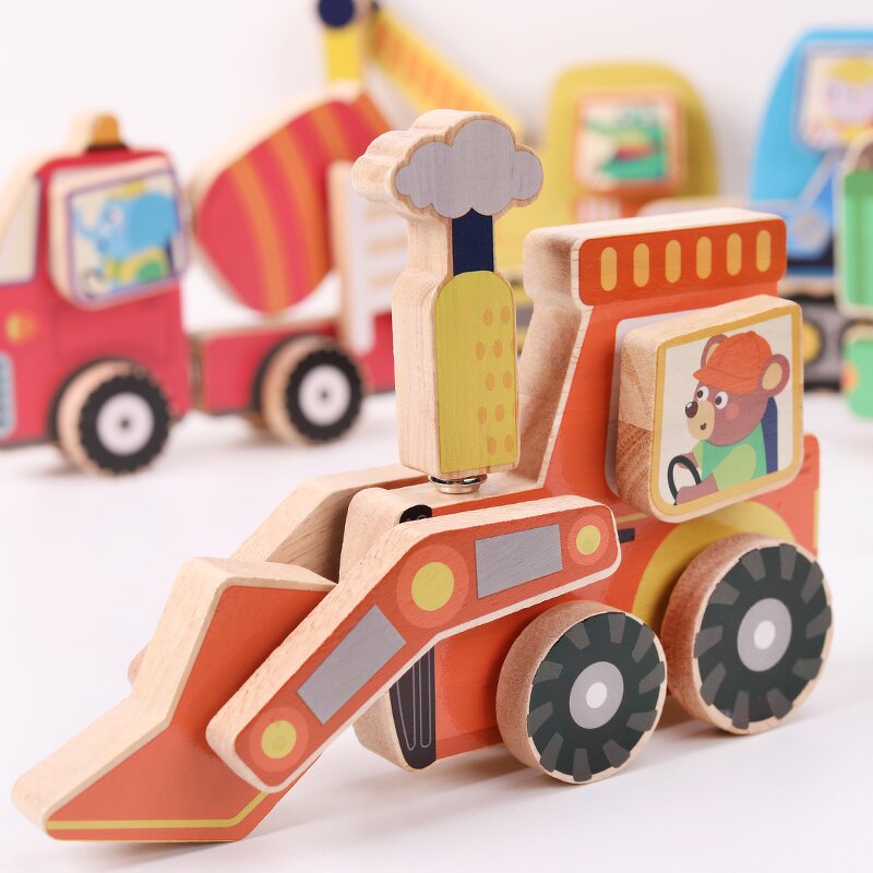 Wooden Toys Factory - OEM High Wooden Button Vehicle Set