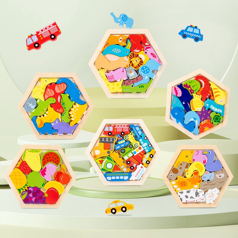 Wooden Puzzle Factory - OEM Hexagonal Tangram 3D Jigsaw