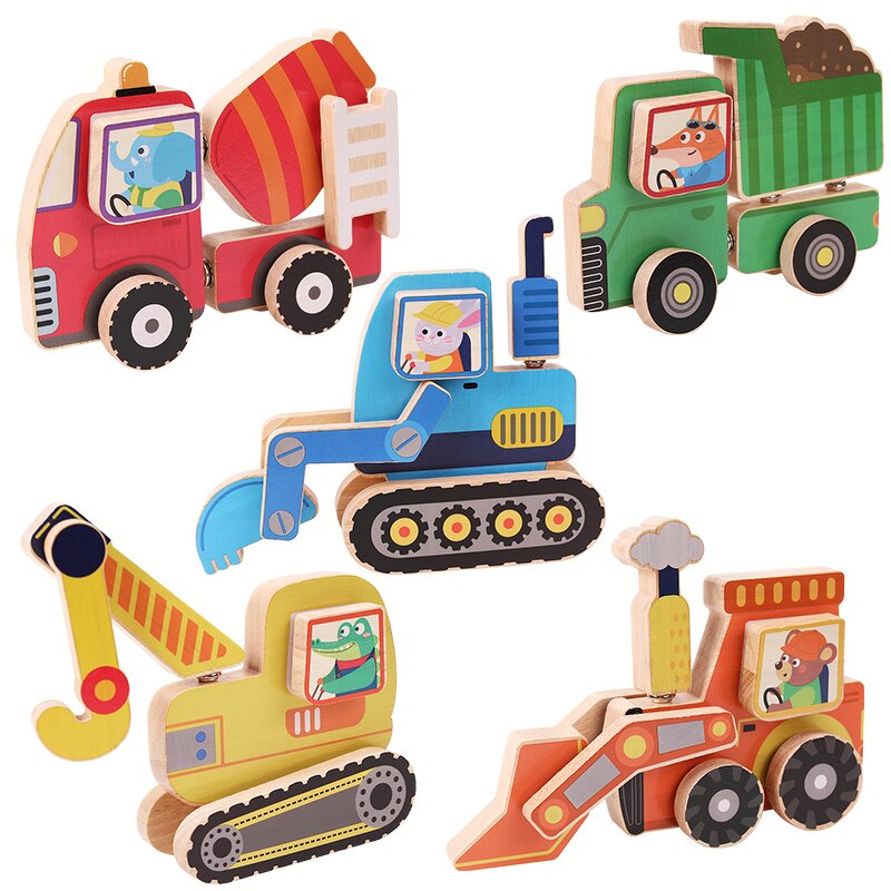 Wooden Toys Factory - OEM High Wooden Button Vehicle Set