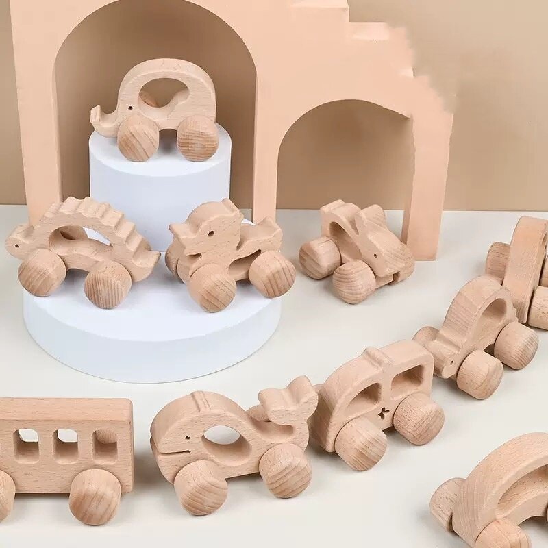 Wooden Toys Factory - OEM Beech Wood Push Train 16Type