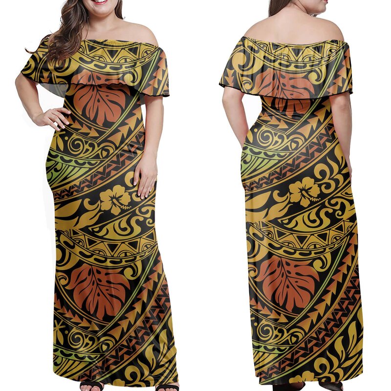 Off Shoulder Dress Factory - OEM Polynesia Samoa Tribal