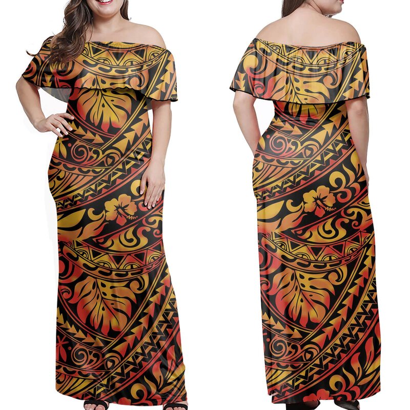 Off Shoulder Dress Factory - OEM Polynesia Samoa Tribal