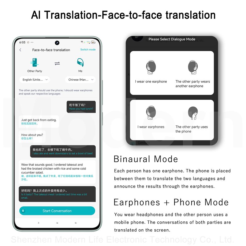 AI Translation Earphones Factory - OEM YYK-Q17 Memory