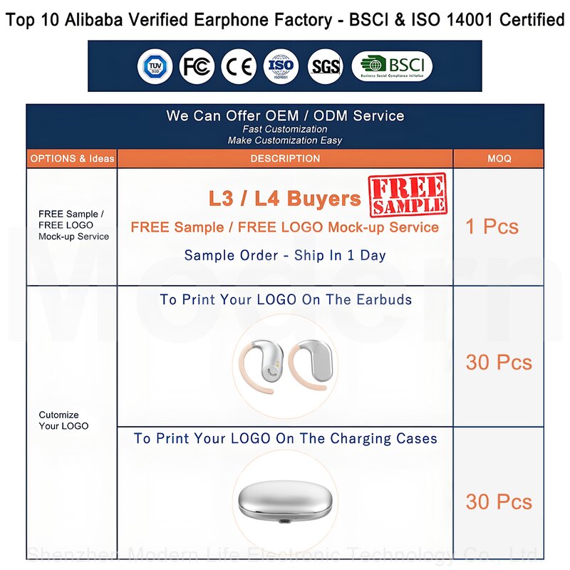 Open-fit Earphones Factory - OEM OWS-18 Zinc Alloy