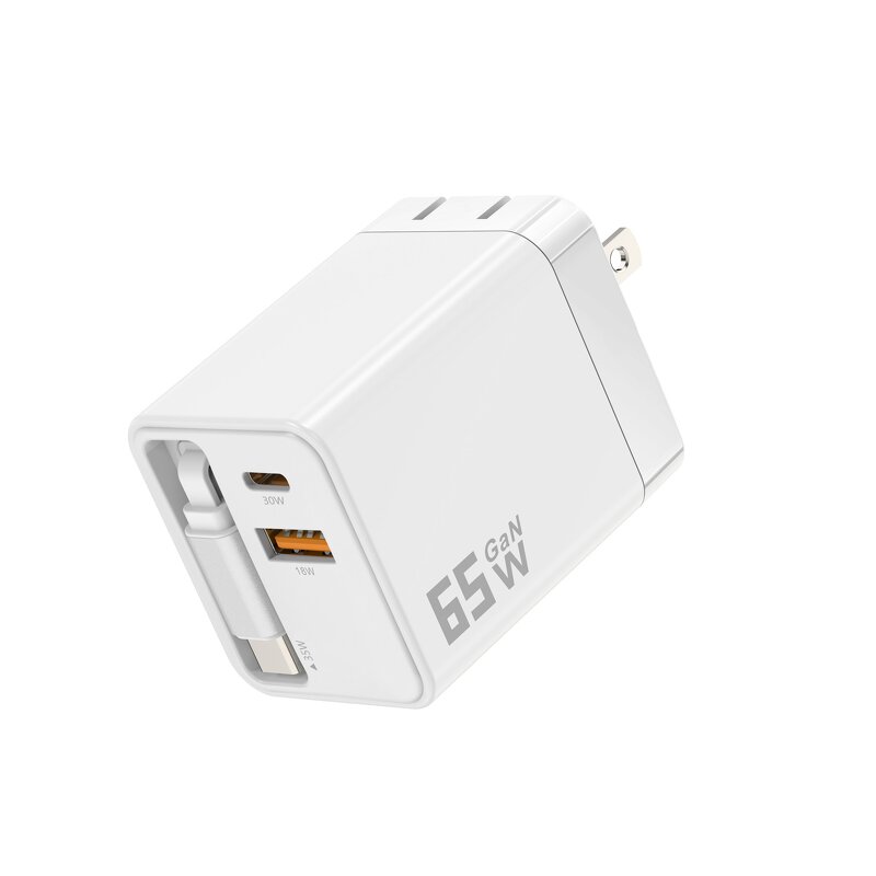GaN Wall Charger Factory - OEM 65W 2 Port Foldable