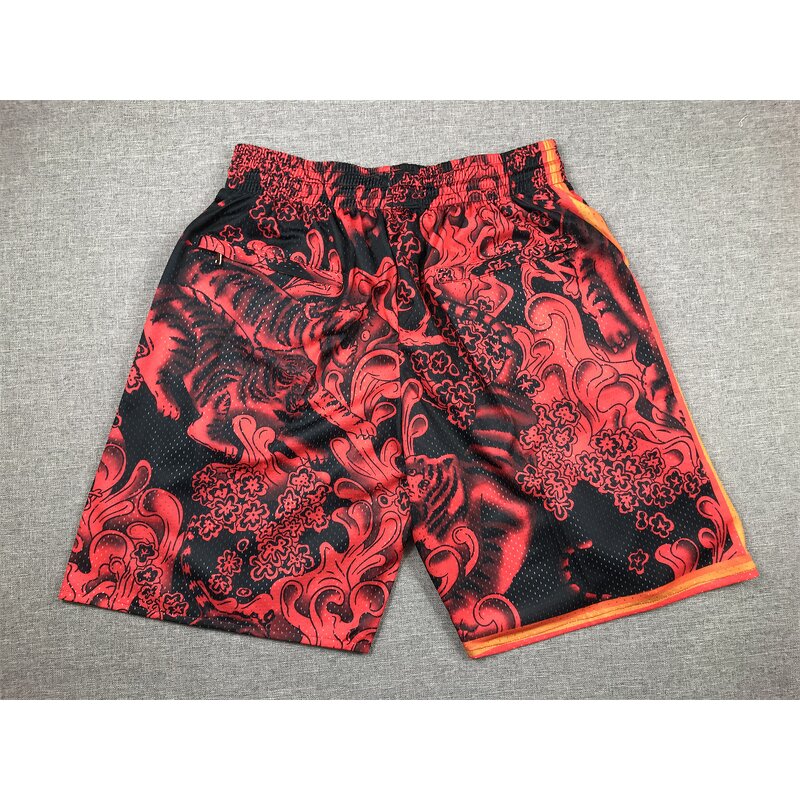 Basketball Shorts Factory - Hip-hop Loose Fit Printed Mesh Sweat-absorbent