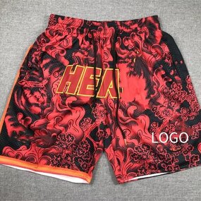 Basketball Shorts Factory - Hip-hop Loose Fit Printed Mesh Sweat-absorbent