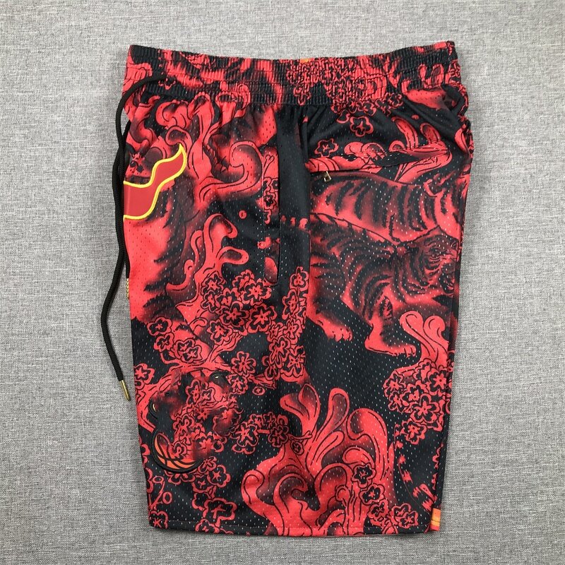 Basketball Shorts Factory - Hip-hop Loose Fit Printed Mesh Sweat-absorbent