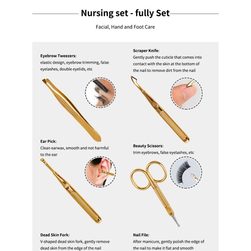 Manicure Set Supplier - Bulk 9 in 1 Stainless Steel Care Tool Kit