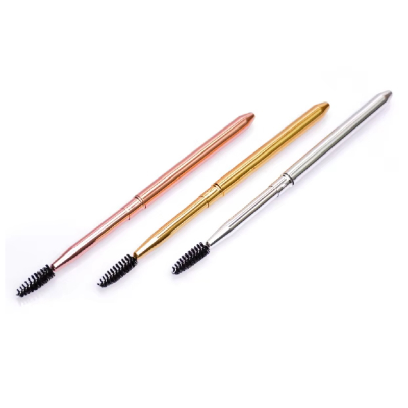Eyebrow Spoolie Factory - OEM Black Gold Metal Wand
