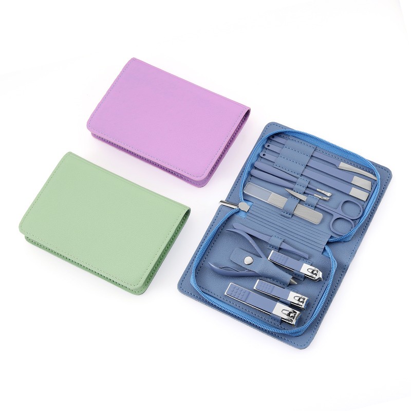 Manicure Set Factory - OEM 12 Pcs Mens With Leather Case
